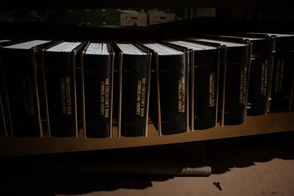Tax records in the Cumberland County Courthouse.