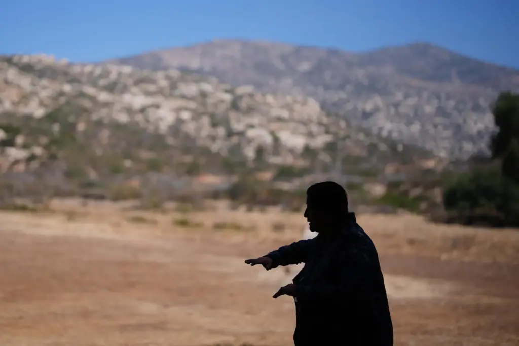 Norma Meza Calles, a Kumeyaay Nation leader, gestures