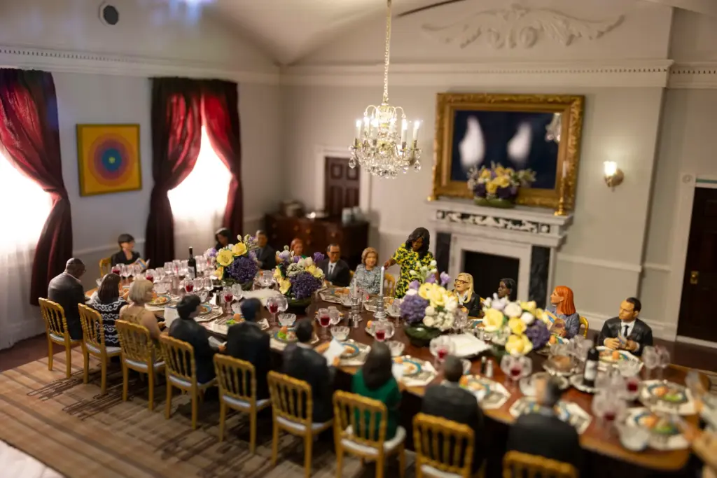 Miniatures depict a Passover Seder in the White House from...
