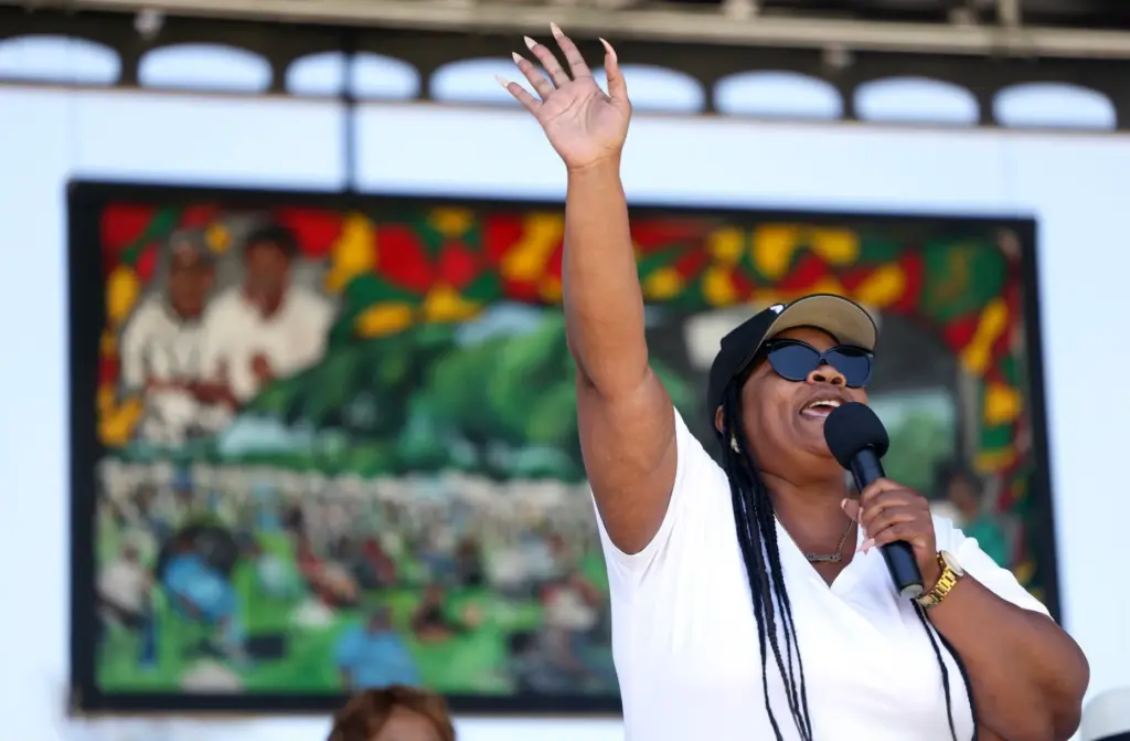 Chaka Gallagher sings with the New Assurance Baptist Church gospel...