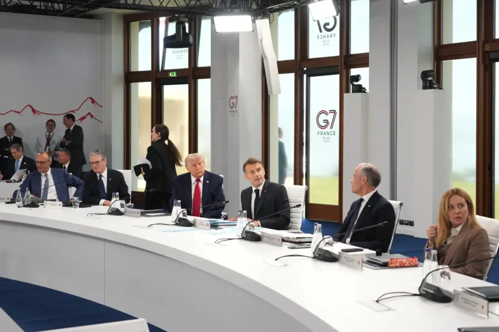 Leaders during a working session at the G7 summit.