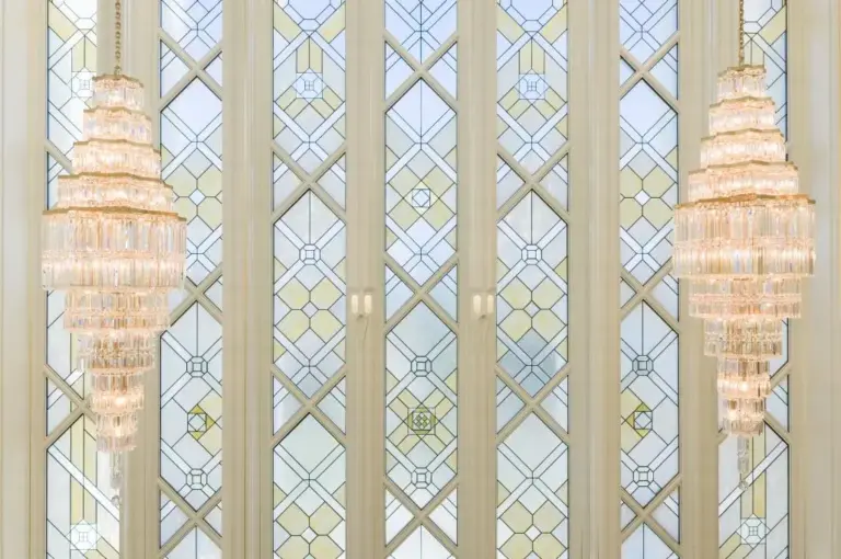 Newly replaced art glass inside the Celestial Room at the...