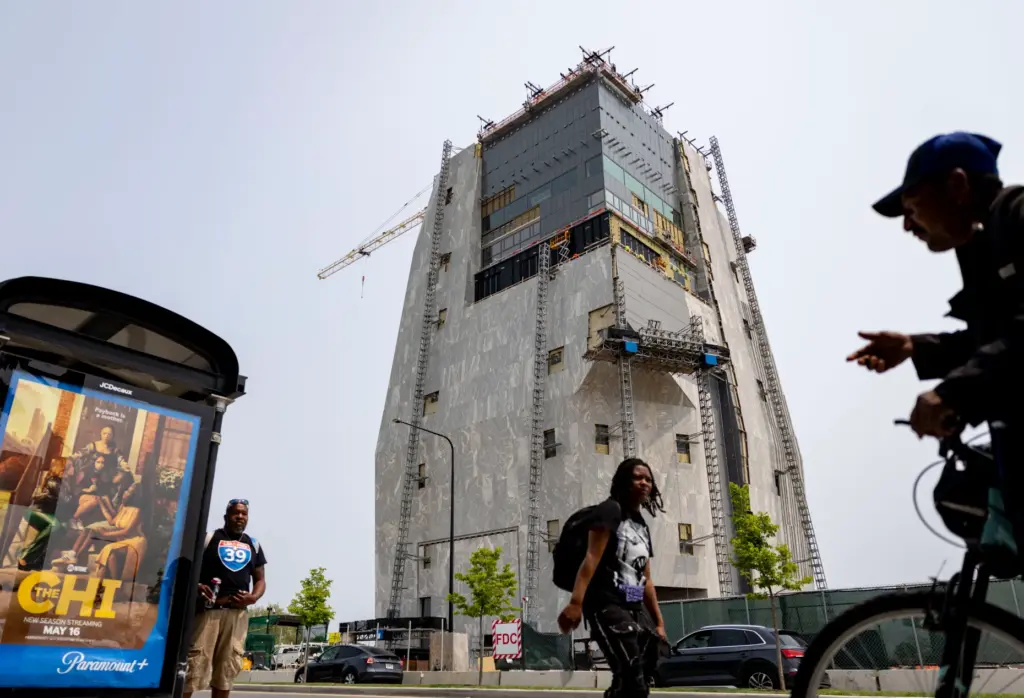 Construction continues on the Obama Presidential Center on June 2,...
