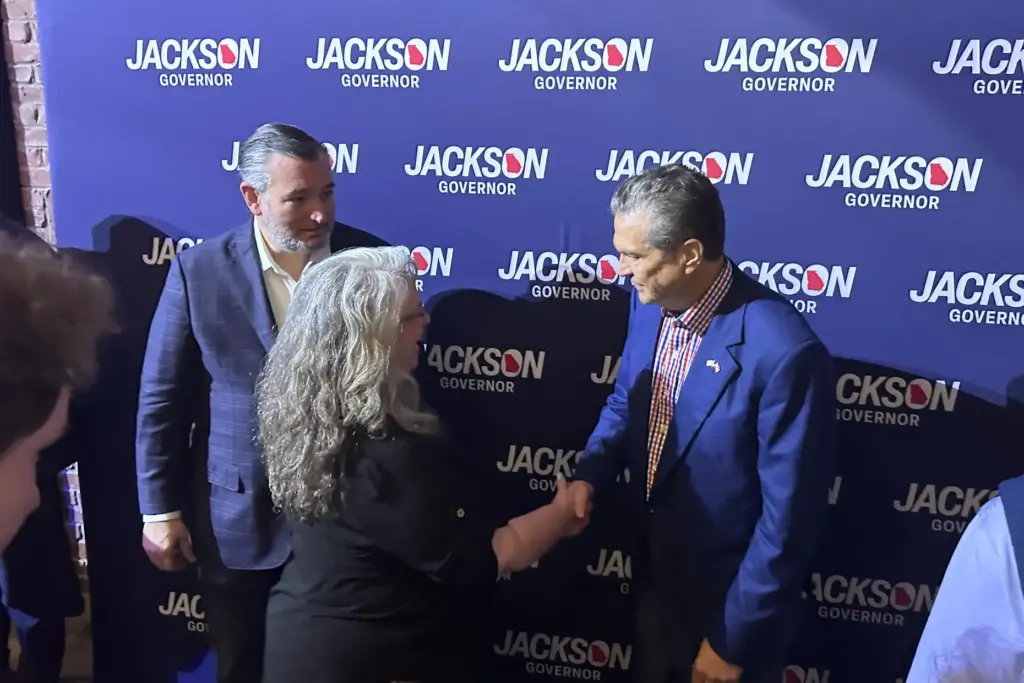 Georgia governor candidate Rick Jackson campaigns with Sen. Ted Cruz,...