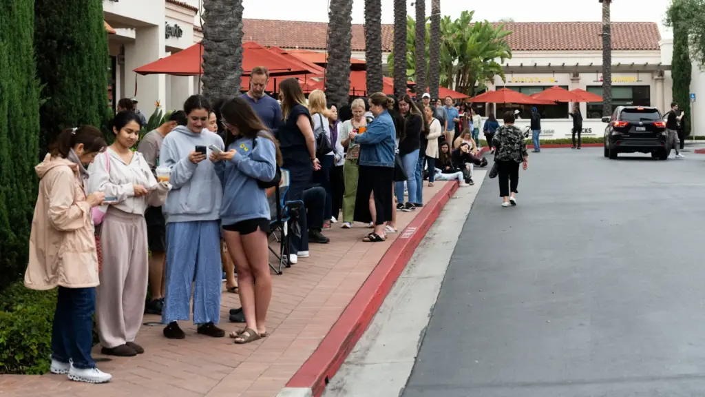 Customers line up to purchase the new Trader Joe’s mini...