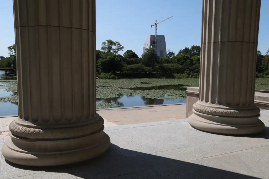 A view from the steps of the Griffin Museum of...