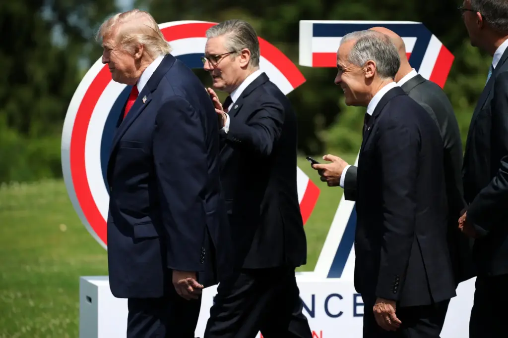 President Donald Trump, British Prime Minister Keir Starmer and Canada's Prime Minister Mark Carney.