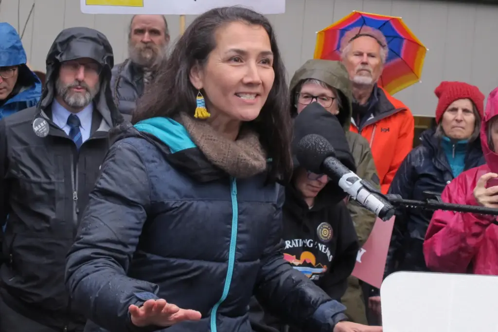 FILE – Alaska U.S. Senate candidate Mary Peltola, a Democrat,...