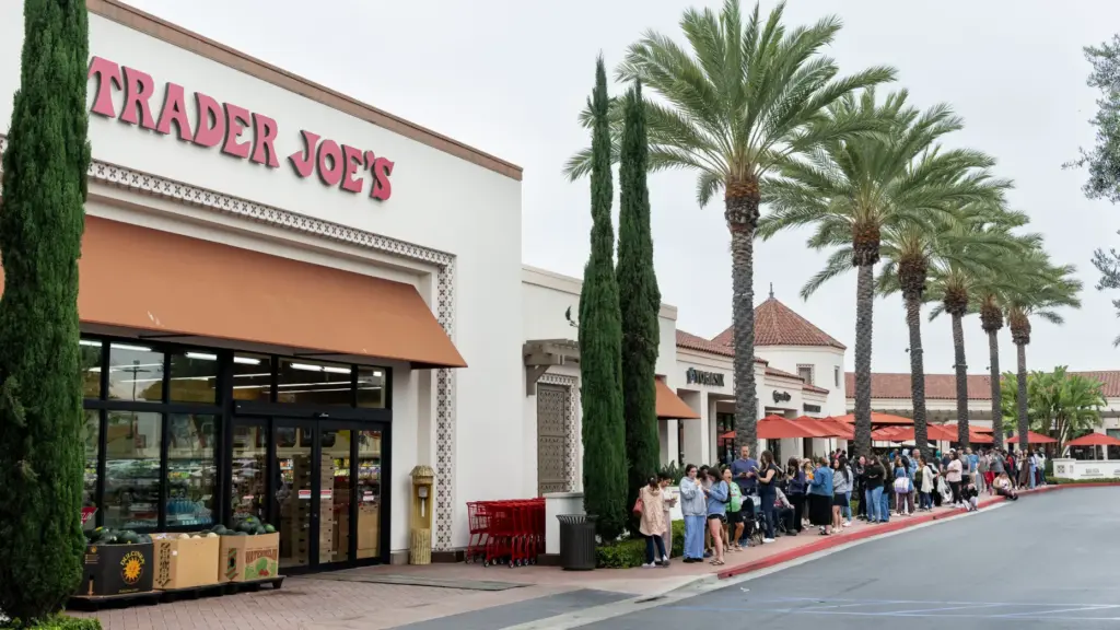 Customers line up to purchase the new Trader Joe’s mini...