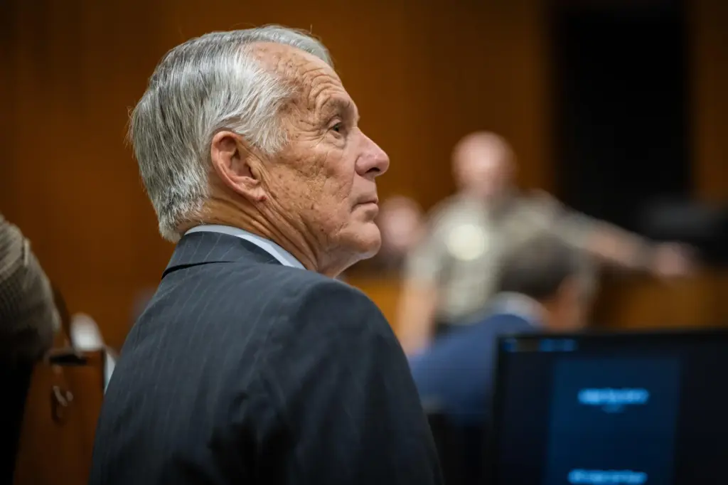 Defense attorney Michael Burt looks on during a preliminary hearing for Tyler Robinson.