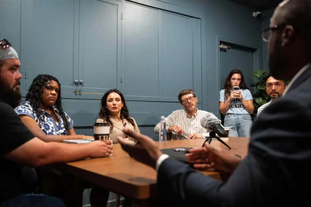 Democratic candidate for Texas governor Gina Hinojosa, third from the...