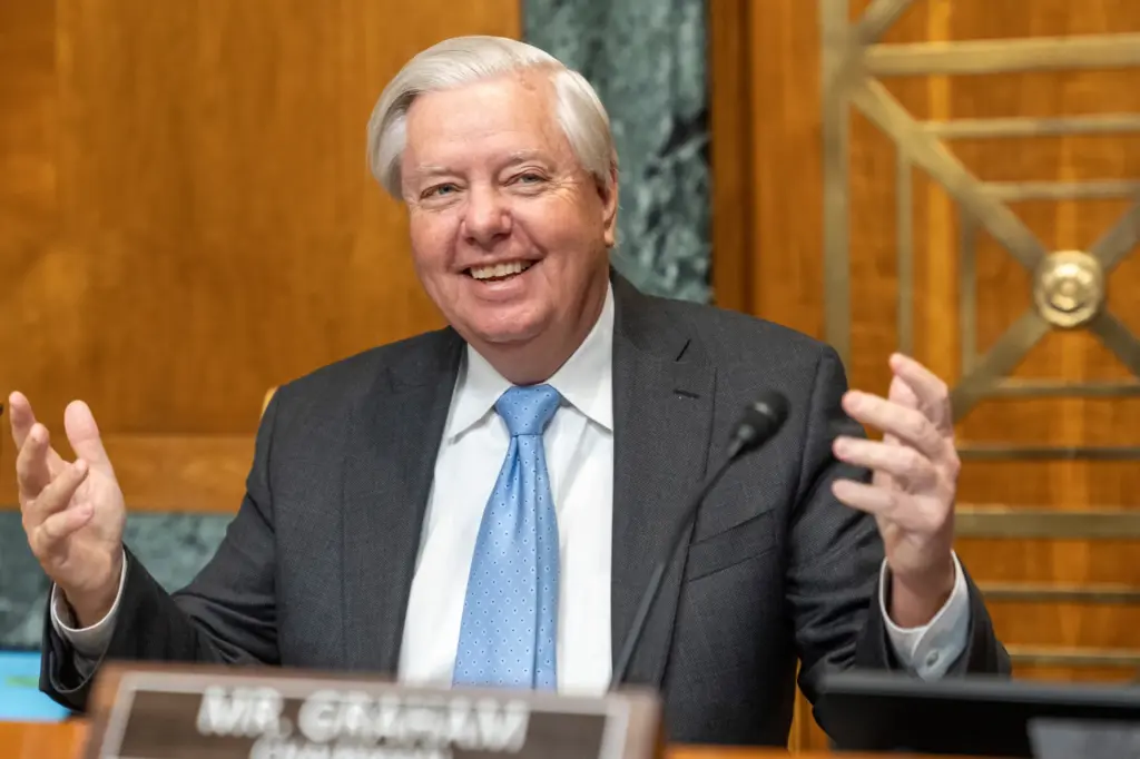 Senate Budget Committee Chair Lindsey Graham arrives for a hearing on Capitol Hill.