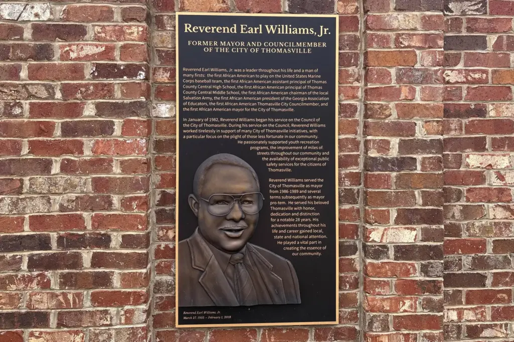 A plaque of Earl Williams Jr.