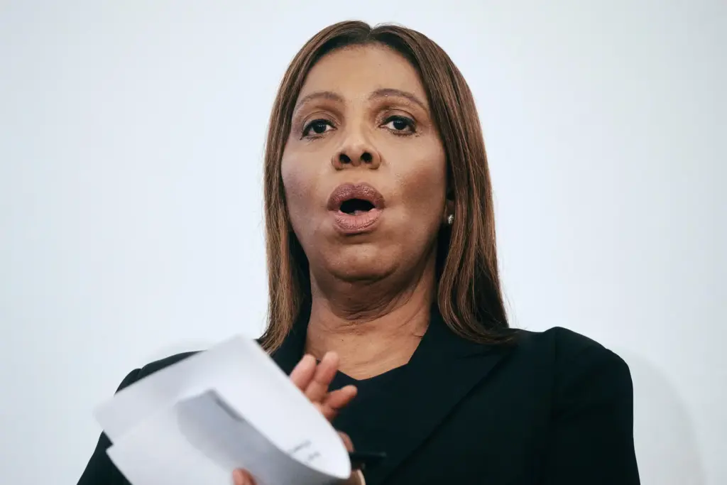 Attorney General of New York Letitia James reacts during a Rental Ripoff Hearing.