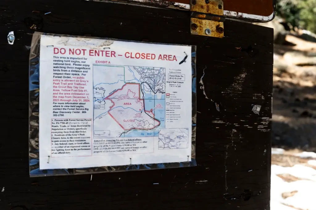 A map designates the area closed for two nesting bald...