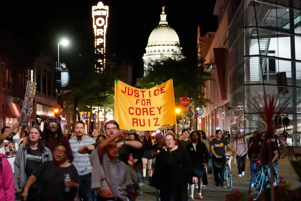 Protesters march past the Capitol, Thursday, July 23, 2026, in...