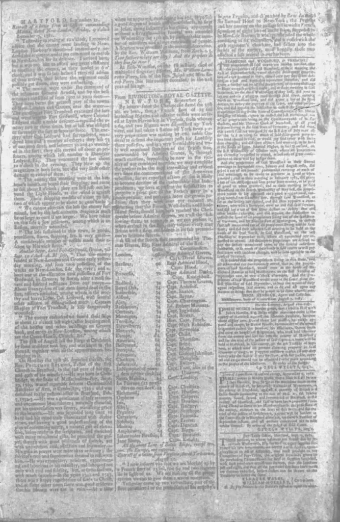 Hartford Courant; Burning of New London