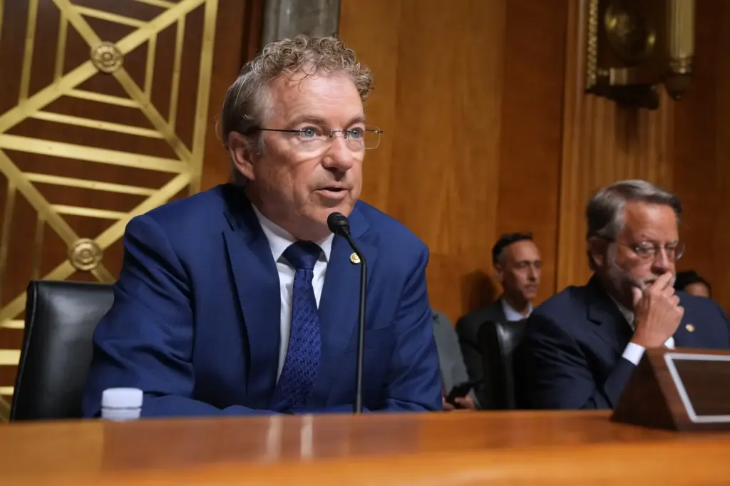 Sen. Rand Paul, R-Ky., speaks as Dr. Anthony Fauci appears.