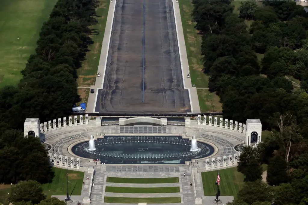 The Reflecting Pool is seen from the Washington Monument, Wednesday,...