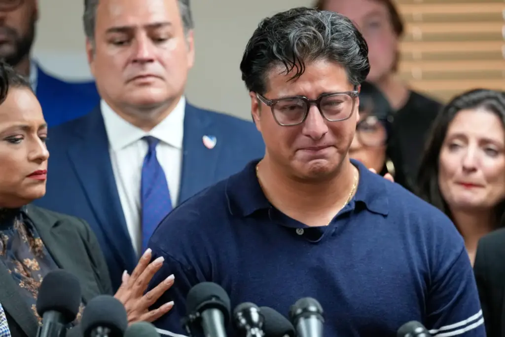 Ronaldo Salgado, son of Lorenzo Salgado Araujo, speaks during a...