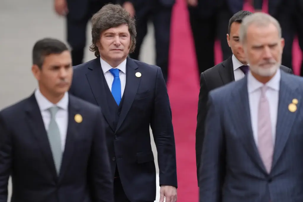 Argentina’s President Javier Milei arrives at Congress for the inauguration...