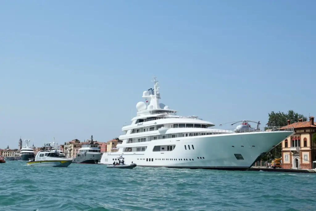 U.S. Ambassador Tilman Fertitta’s superyacht ‘Boardwall’ is docked as part...