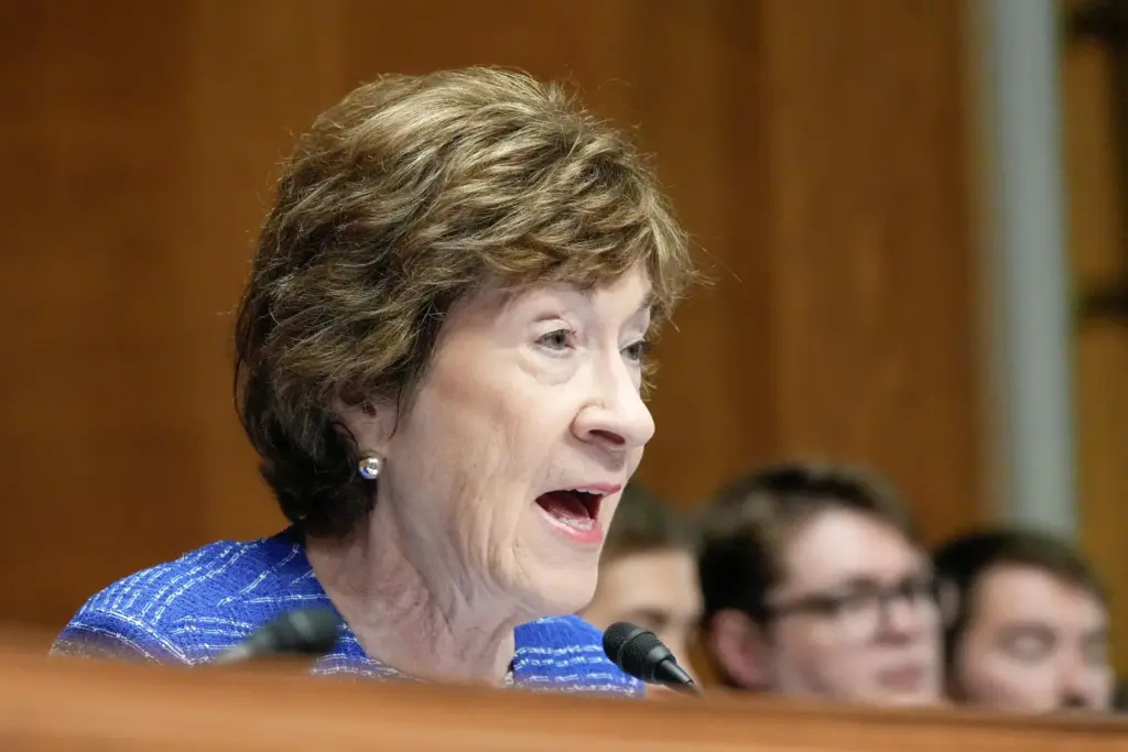 Sen. Susan Collins, R-Maine, asks a question during a Senate hearing.