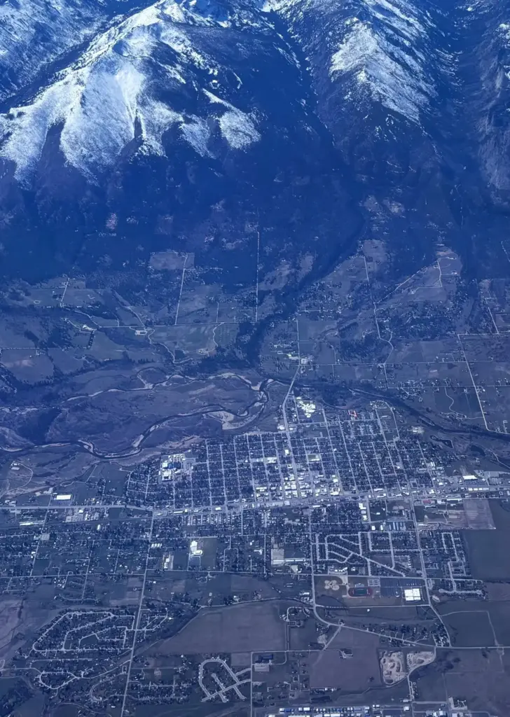 Hamilton, Montana, as seen from above