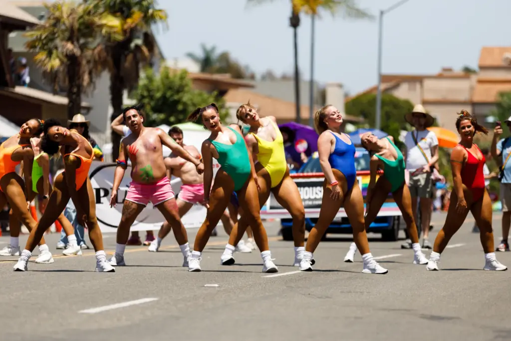 Dancers perform during the San Diego Pride parade. (Kristian Carreon...