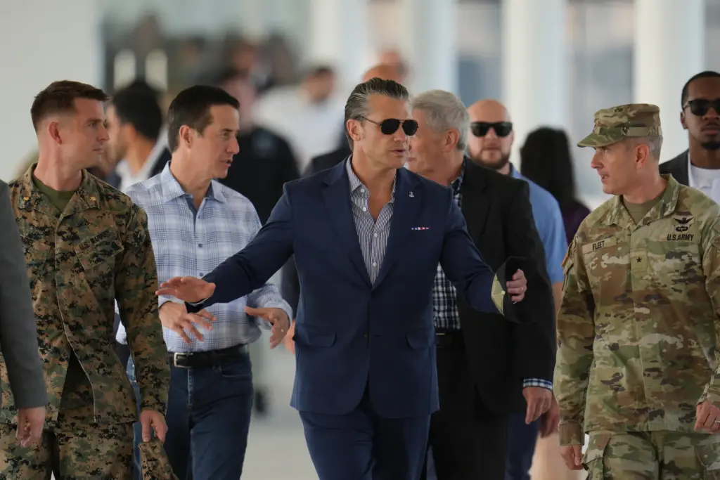 Defense Secretary Pete Hegseth arrives to observe a U.S.-sponsored multinational military exercise in Panama City.
