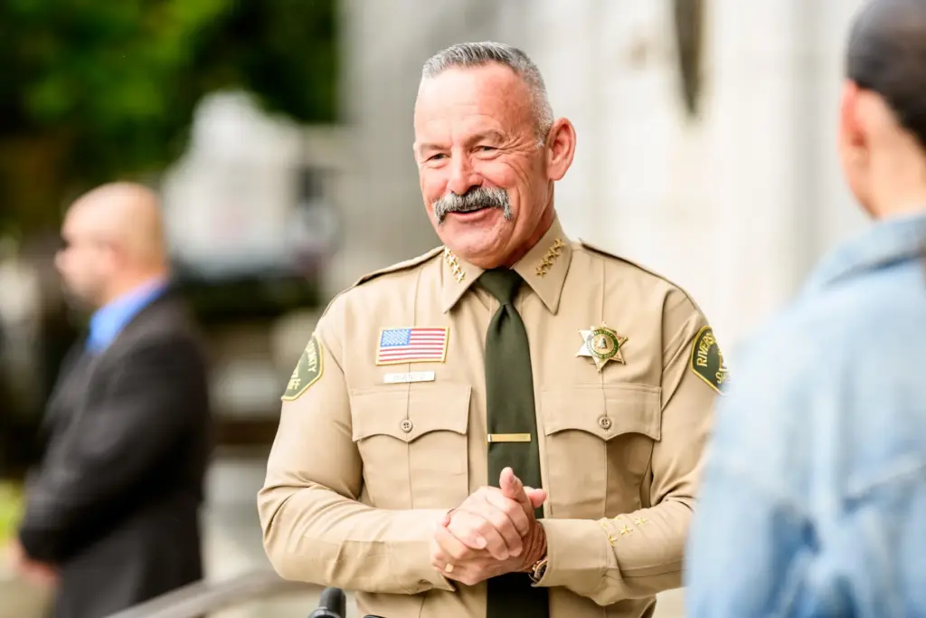 Riverside County Sheriff Chad Bianco arrives at the Supreme Court...