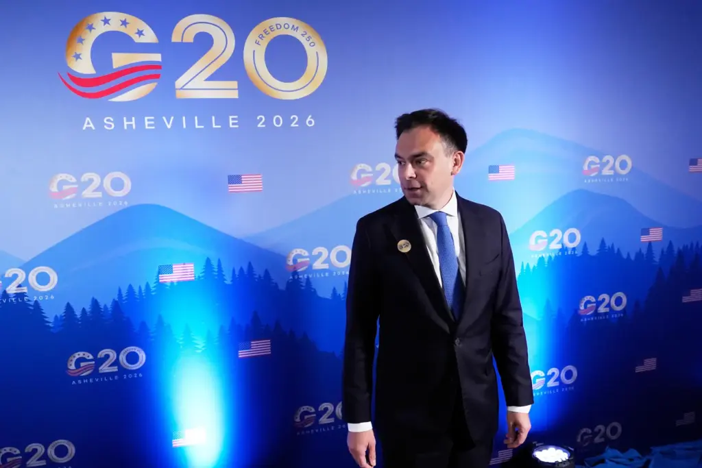 Poland's Finance Minister Andrzej Domanski arrives for the G20 Finance Ministerial.