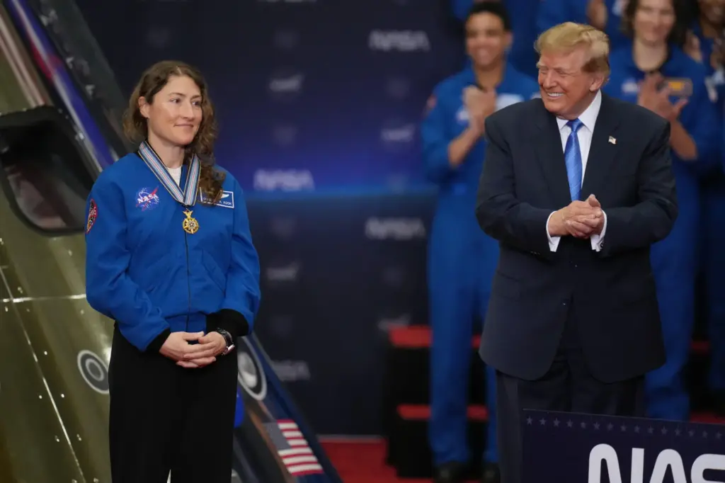 President Donald Trump applauds during a Congressional Space Medal of...