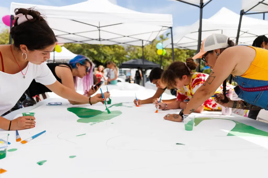 The murals will later be installed at nearby underpasses under...