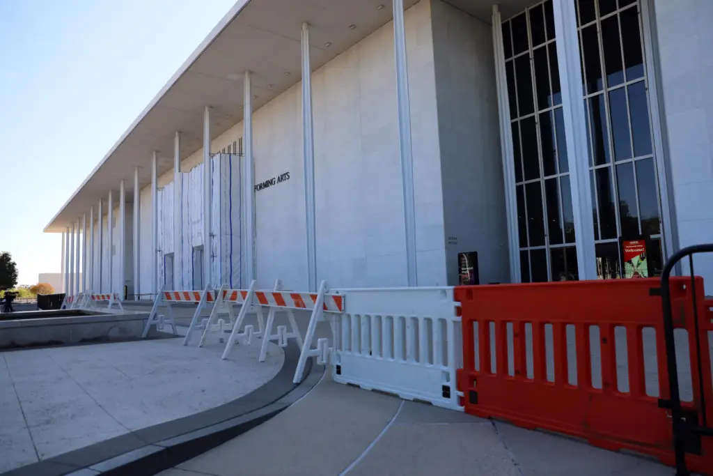 Barricades are installed in front of the John F. Kennedy...