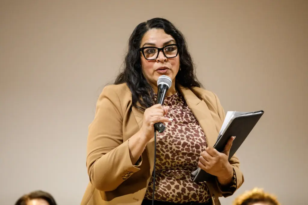 Norma Lozoya Toothman speaks during a candidate forum for Chula...