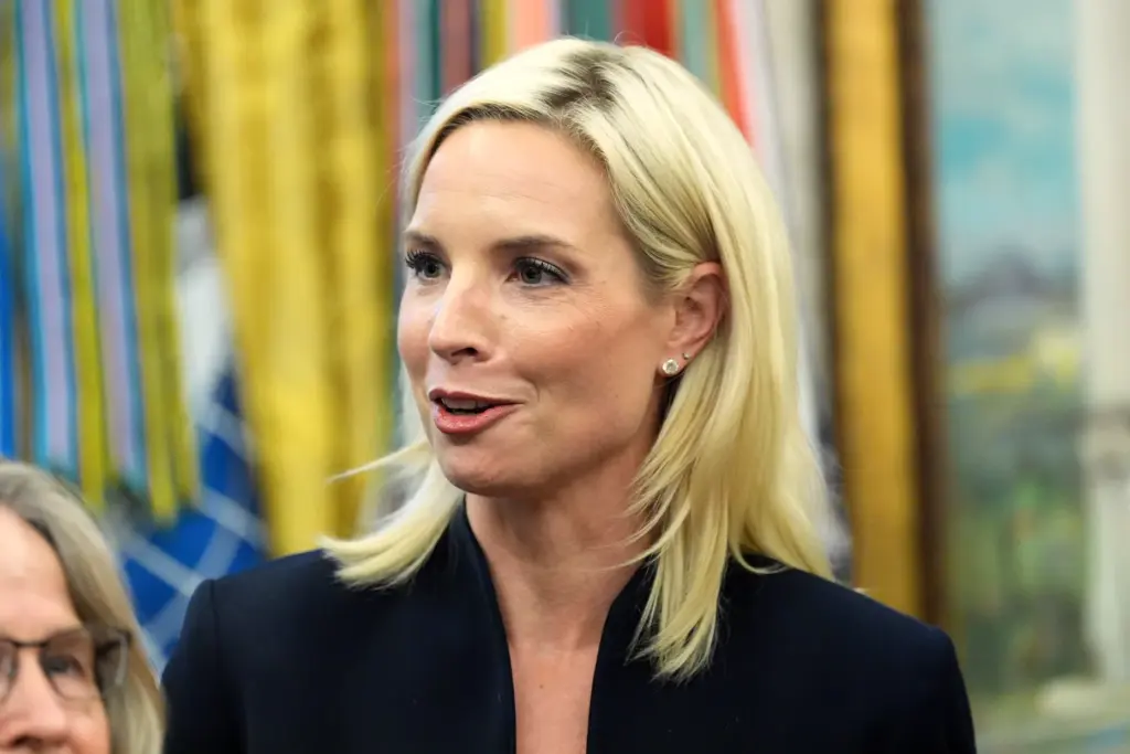 Rep. Ashley Hinson, R-Iowa, speaks in the Oval Office of...