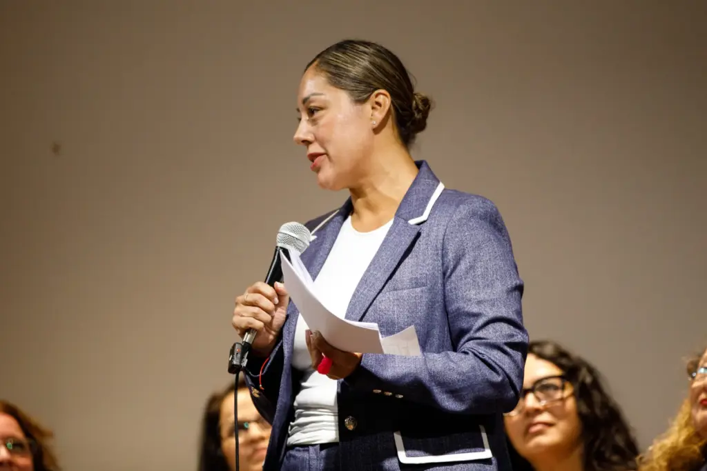 Janette Gomez speaks during a candidate forum for Chula Vista...