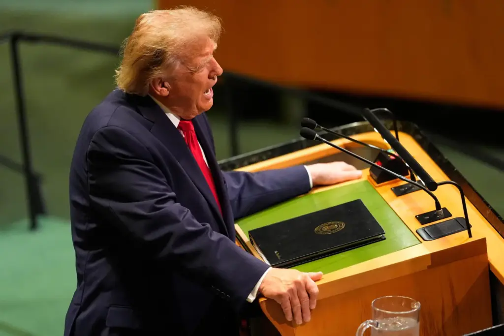 United States President Donald Trump speaks during the 81st session...