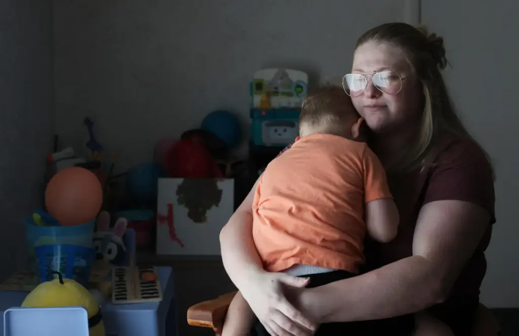 Meygan Maloney poses for a portrait with her son Callum...