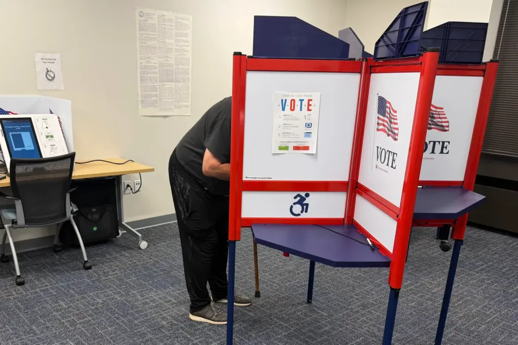 A voter casts a ballot in Henrico County, Virginia.