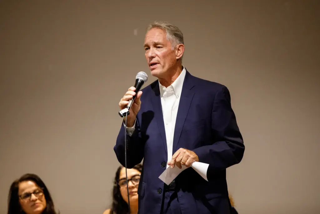 Tom Glover speaks during a candidate forum for Chula Vista...