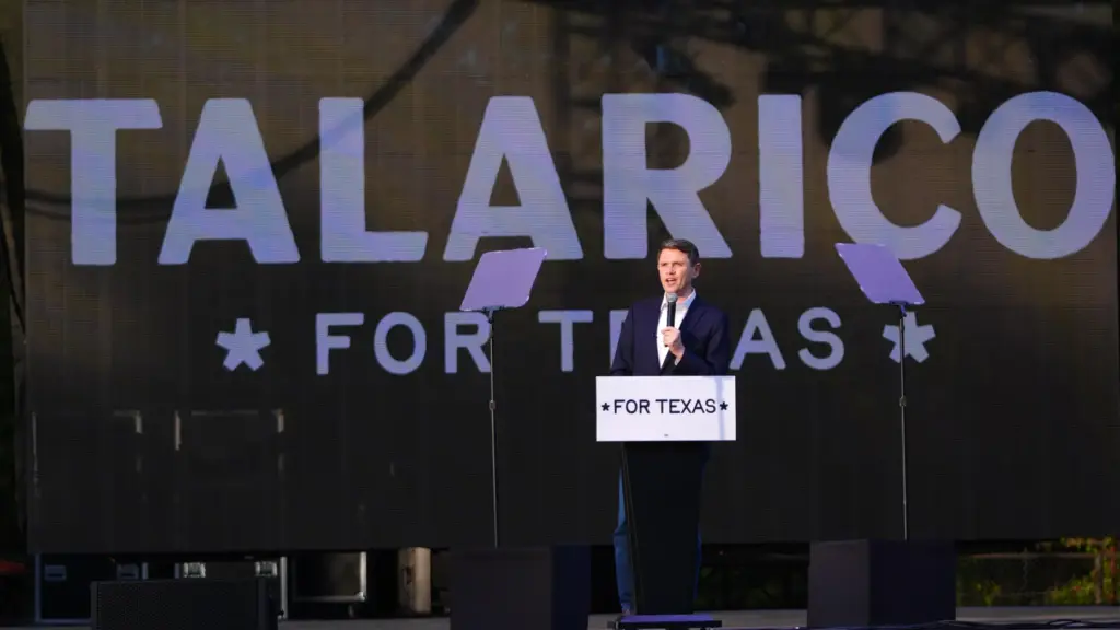 Democratic U.S. Senate candidate Texas state Rep. James Talarico speaks at a campaign event.