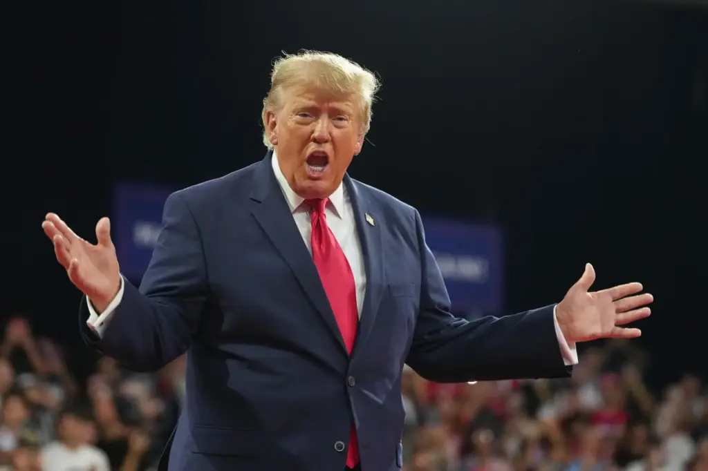 President Donald Trump arrives at a campaign rally at Alico...