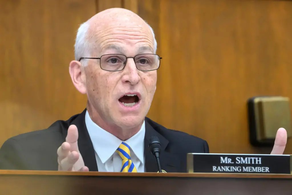 FILE – Rep. Adam Smith, D-Wash., speaks during business meeting...